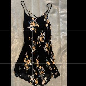 Black floral romper